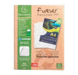 Perforated sleeves Exacompta Forever A4 recycled grained polypropylene 6/100 - Box of 100
