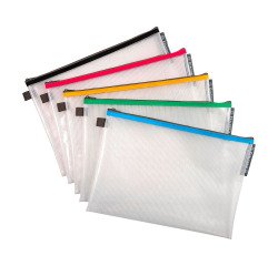Storage pouch with zipper closure A4 Exacompta assorted colors