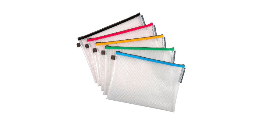Pochette de rangement à fermeture éclair A4 Exacompta coloris assortis