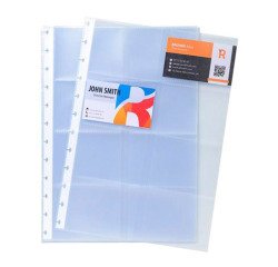 Punched pockets Exacompta A4 for smooth 12/100th polypropylene business cards - Pack of 10