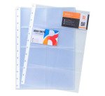 Pochettes perforées Exacompta A4 pour cartes de visite polypropylène lisse 12/100e - Boite de 10