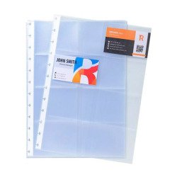 Pochettes perforées Exacompta A4 pour cartes de visite polypropylène lisse 12/100e - Boite de 10