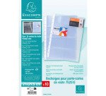 Pochettes perforées Exacompta A4 pour cartes de visite polypropylène lisse 12/100e - Boite de 10