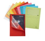 Chemises coin papier avec fenêtre Super Exacompta couleurs assorties - Paquet de 10