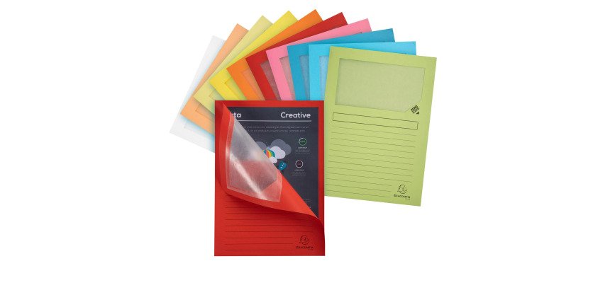 Chemises coin papier avec fenêtre Super Exacompta couleurs assorties - Paquet de 10