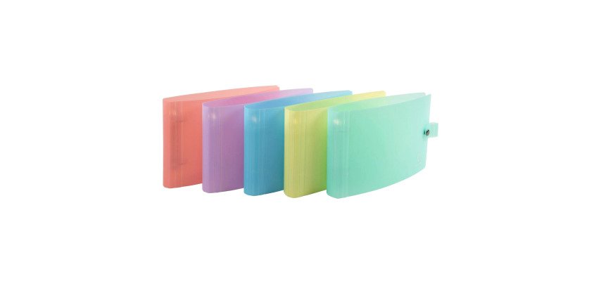 Binder 2 rings plasticized Exacompta Chromaline pastel A5 and 125 x 200 mm - Spine 3 cm assorted pastel colors