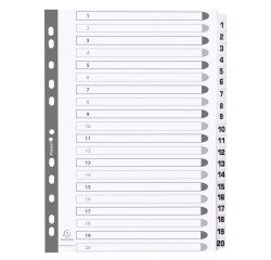 Tabblad A4 wit karton Exacompta 20 genummerde tabs - 1 set