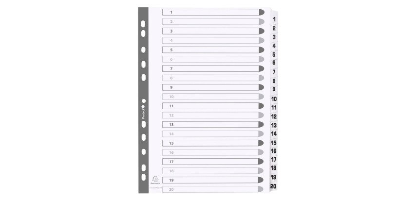 Tabblad A4 wit karton Exacompta 20 genummerde tabs - 1 set