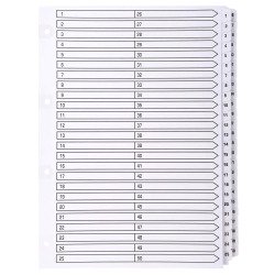 Intercalaire A4 carte blanc Exacompta 50 onglets numériques - 1 jeu