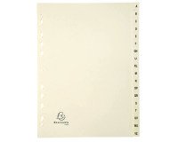 Tabbladen A4, ivoorkleurig karton, Exacompta, 18 alfabetische tabbladen - 1 set