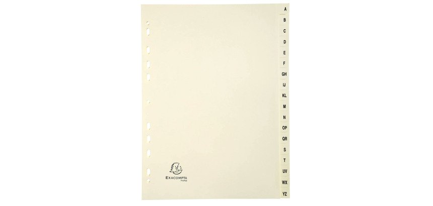 Intercalaire A4 carte ivoire Exacompta 18 onglets alphabétiques - 1 jeu