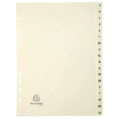 Intercalaire A4 carte ivoire Exacompta 18 onglets alphabétiques - 1 jeu