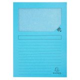 Chemise coin papier avec fenêtre Super Exacompta bleu clair - Paquet de 100