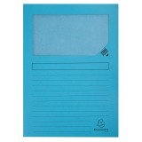 Chemise coin papier avec fenêtre Super Exacompta bleu - Paquet de 100