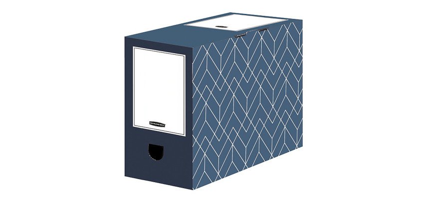 Boîte archives carton Fellowes Déco - Dos de 15 cm - Bleu ardoise
