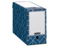 Boîte archives carton Fellowes Déco - Dos de 15 cm - Bleu ardoise