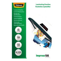 Pochettes de plastification Fellowes A5 2 x 100 µ brillantes - Boite de 100