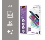 Lamineerhoesjes geperforeerd Fellowes A4 2 x 80 µ glanzend - Doos van 100