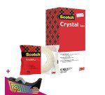 Pack de 12 cintas adhesivas Scotch Crystal transparentes - Ancho 19 mm x largo 33 m + 2 gratis