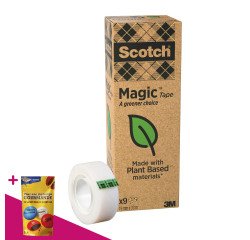 Ruban adhésif Scotch Magic Ecologique invisible - Largeur 19 mm x longueur 33 m - Lot de 9 = Pour l'achat de 3 lots de 9 rubans, 1 sachet de M&M OFFERT