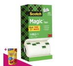 Pack de 12 rubans adhésif Scotch Magic invisible - Largeur 19 mm x longueur 33 m + 2 OFFERTS = Pour l'achat d'un pack de 12 rubans, 1 sachet de M&M OFFERT