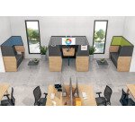 Alcôve acoustique - cabine de confidentialité Silencia 6 places L 210 x H 150 x P 170 cm avec table