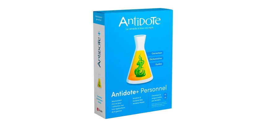 Logiciel Druide Antidote+ Personnel - Antidote 12 + Antidote Web + Antidote Mobile - francais ou anglais - PC ou Mac - 1 an - Correcteur grammatical et dictionnaires