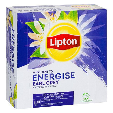 Thé noir Earl Grey Lipton Energise - Boîte de 100 sachets