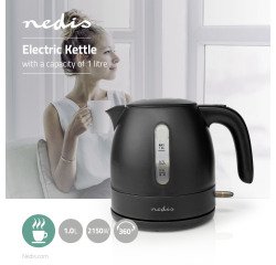 Cordless Kettle Nedis 1 L, Black