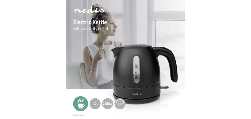 Bouilloire sans fil Nedis 1 L - Noir