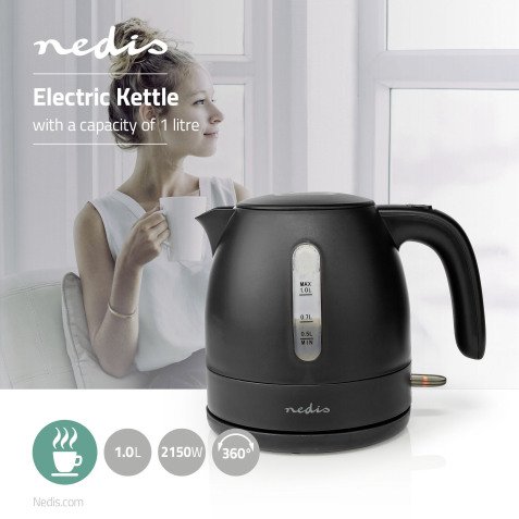 Bouilloire sans fil Nedis 1 L - Noir