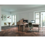 Bureau de direction d'angle Opale orme pied gris