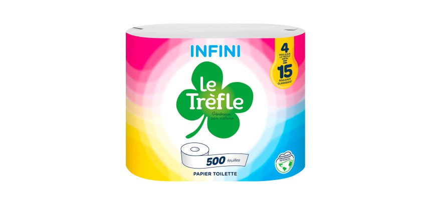 Papier Toilette Le Trèfle Infini 8 maxi rouleaux = 30 rouleaux classiques