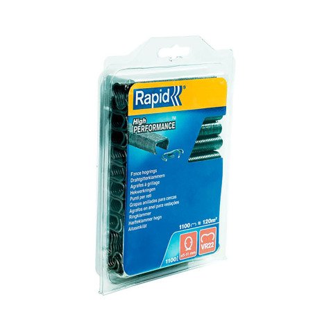 Agrafes grillage plastifiées gris Rapid VR22, boîte de 1100