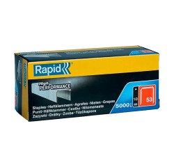Staples in fine galvanized wire rapid no. 53, 10 mm, box of 5000