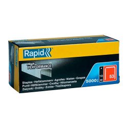 Agrafes en fil fin galvanisé rapid n° 53, 10 mm, boîte de 5000