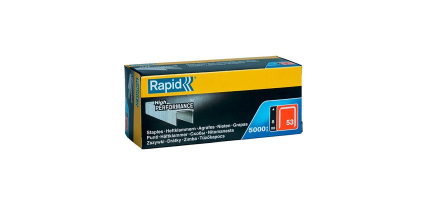 Agrafes en fil fin galvanisé Rapid n° 53, 8 mm, boîte de 5000
