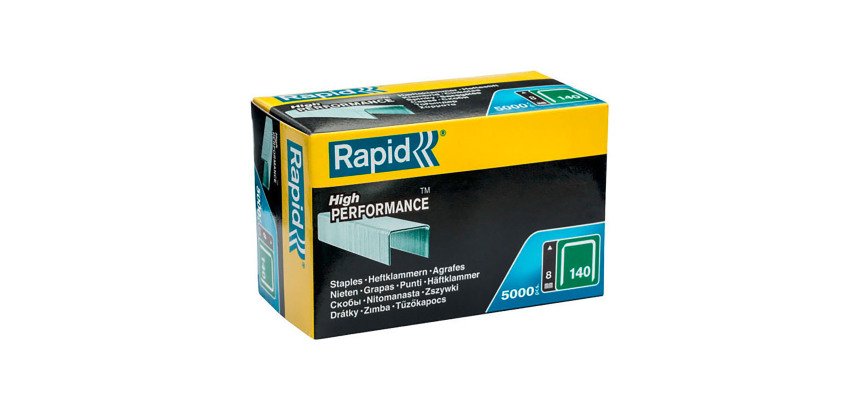 Agrafes à fil plat galvanisé Rapid 140/8, boîte de 5000