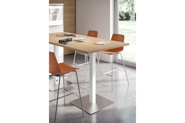 Table haute Meeting L 210 cm pied blanc + support tv blanc