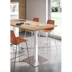Table haute Meeting L 210 cm pied blanc + support tv blanc