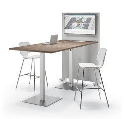 Tafel Meeting L 210 cm witte voet + witte tv-standaard