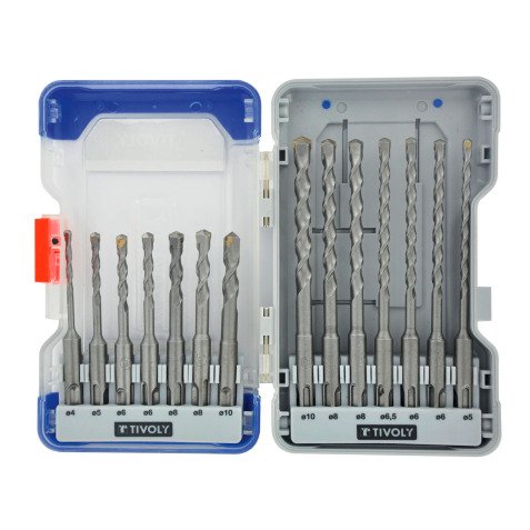 Coffret de 14 forets béton SDS+ Tivoly Longueur 110 et 160 mm Ø 4 à 10 mm