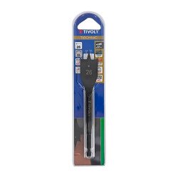 Mèche bois plate Ø 26 mm Tivoly Technic Queue hexagonale 6,35 mm, Corps renforcé, Double brise copeau