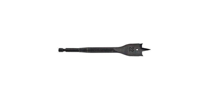Mèche bois plate Ø 22 mm Tivoly Technic Queue hexagonale 6,35 mm, Corps renforcé, Double brise copeau