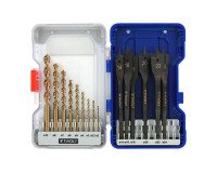 Set van 15 houtboren Tivoly Technic (9 HSS speed point houtboren Ø 2 tot 10 mm + 6 platte houtboren Ø 14 tot 24 mm