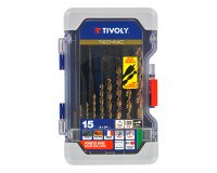 Coffret de 15 forets bois Tivoly Technic (9 forets bois HSS speed point Ø 2 à 10 mm + 6 mèches bois plates Ø 14 à 24 mm)