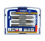 Coffret de 5 fraises limes rotatives carbure Ø 8 mm Tivoly Technic denture normale avec brise copeaux queue Ø 6 mm