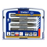 Coffret de 5 fraises limes rotatives carbure Ø 8 mm Tivoly Technic denture normale avec brise copeaux queue Ø 6 mm