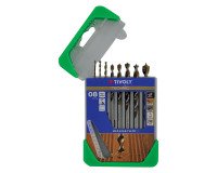 Koffer met  8 Tivoly Technic houtboren met gradatie Ø 2 - 3 - 4 - 5 - 6 - 7 - 8 - 10 mm