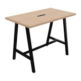 Tisch mit elektrifizierter Synergy High L 140 x T 80 x H 107 cm schwarzem Metallfuß